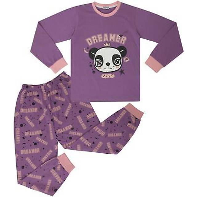 (2-3 Years, Lilac) Girls Lilac Panda Animal Dreamer Print Pyjamas