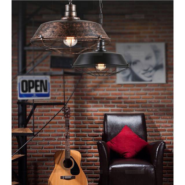 (2PCS)Vintage Pendant Light Rust 26CM Industrial Pendant Lamp Iron Metal Chandelier Antique Retro Pendant Lamp