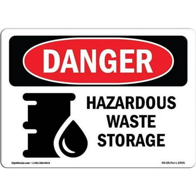 SignMission OS-DS-A-1218-L-2405 12 x 18 in. OSHA Danger Sign - Hazardous Waste Storage