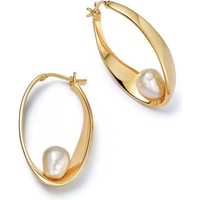 Astley Clarke Floe Pearl Hoop Earrings, Gold