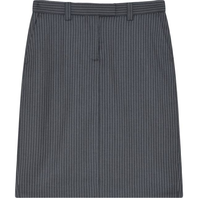 2NDDAY 2ND Lima Pinstripes Dam Midikjolar Stl. 42 - Från Magasin - Dark Grey Melange (42)
