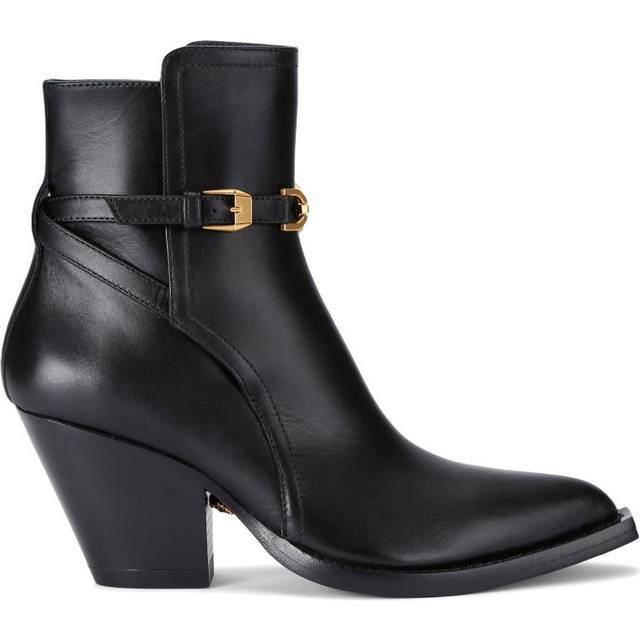 Versace Womens Black Camperos Western Leather Heeled Ankle Boots Eur 38/5 Uk Women - BLACK