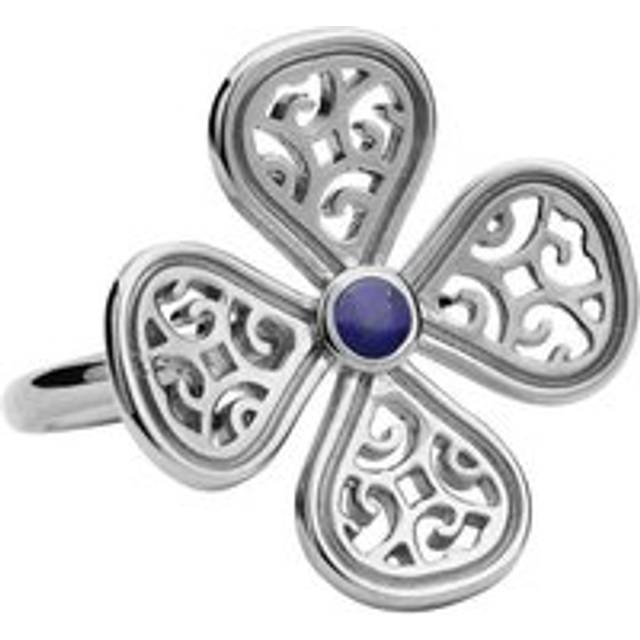 Sterling Silver Lapis Lazuli Flore Four Petal Filigree Ring