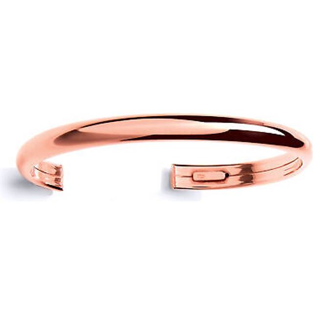 Jewelco London Ladies Rose Gold-Plated Sterling Silver Dome Torque Cuff Bangle Bracelet 5mm - GVG176ROSE