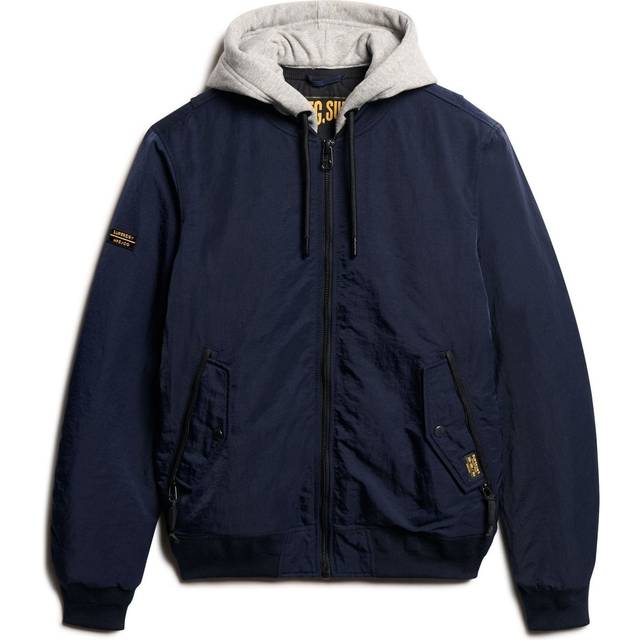 Superdry for man. M5011722A Military jacket with hood Ma1 navy (M), Casual, Nylon