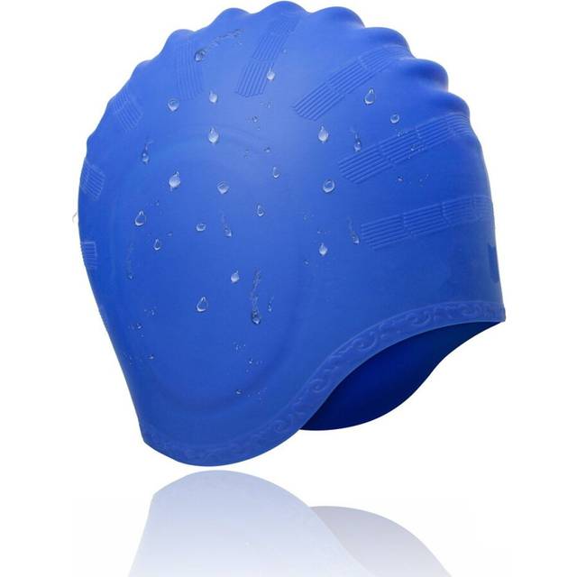 Swimming Cap, Waterproof Silicone Unisex Swimming Hat Long Hair Hat with Ear Cover for Women and Men for Water Sports (Blue)