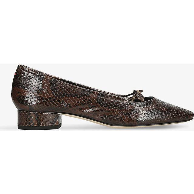 Aeyde Womens Dark Brown Darya 25 Snake-embossed Patent-leather Ballet Flats Eur 42/ 9 Uk Women
