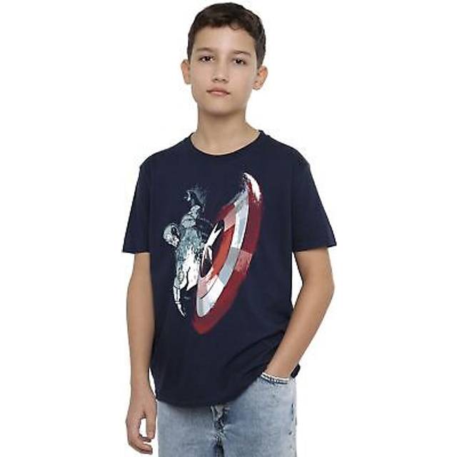 Marvel Captain America Spin Shield T-Shirt Navy - 7-8 Years