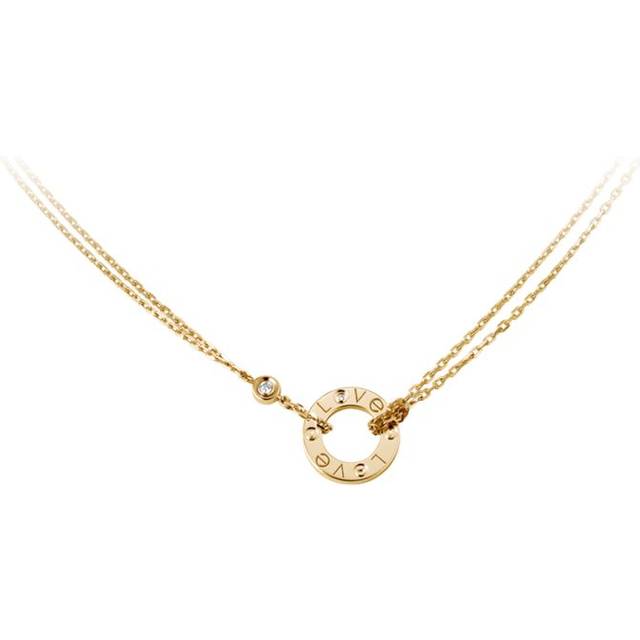 Cartier Yellow Gold and Diamond Love Double Chain Necklace - One size