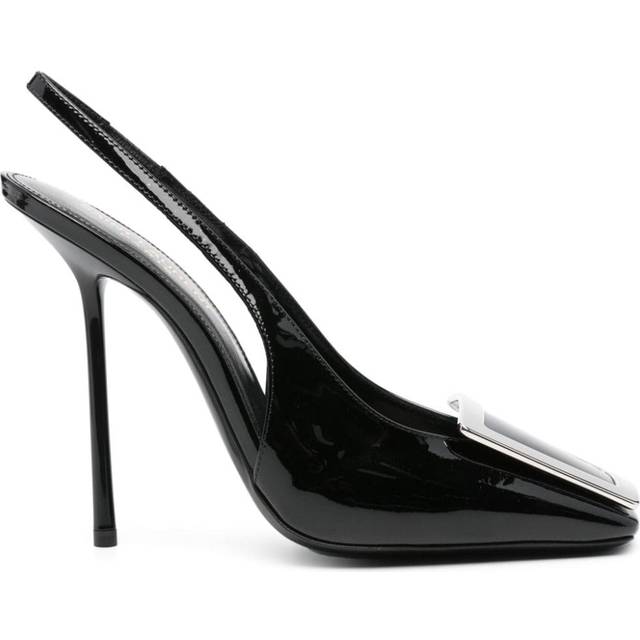 Saint Laurent - 115mm George pumps - women - Calf Leather/Calf Leather/Rubber/Patent Calf Leather - 36.5 - Black