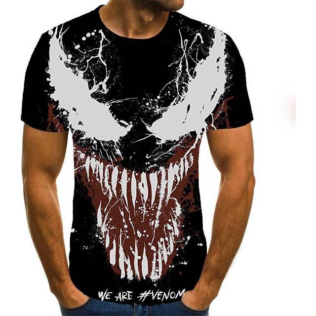 (17, Child size 100) Marvel 2021 New Mens Summer Venom 3D Print T-shirt O-neck Short Sleeve T Shirt Casual Loose Hip Hop Kids Funny T Shirts Tops