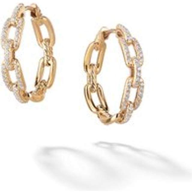 Stax Chain Link Hoop Earrings in 18ct Yellow Gold with Diamonds, 23.8mm