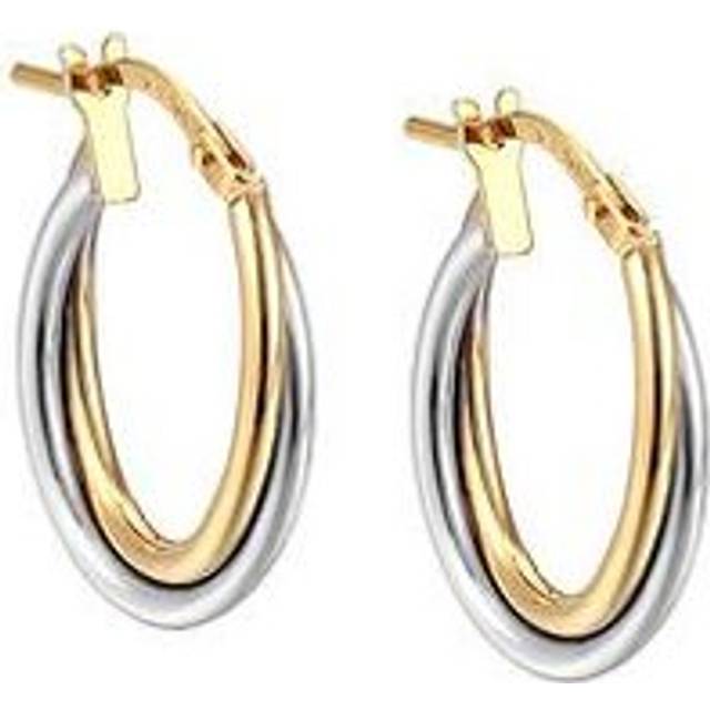 The Love Collection 9ct Gold and Sterling Silver Twisted two-tone oval creole, One Colour, Women