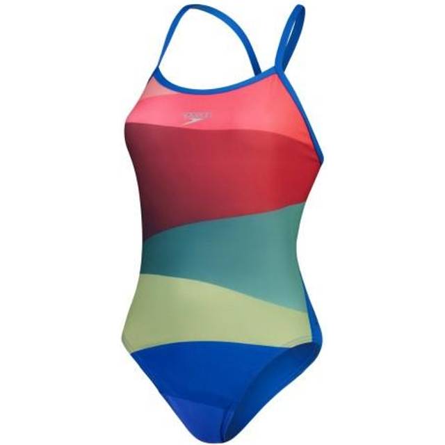 (30 in, Red/Green) Speedo Womens/Ladies Placement One Piece Swimsuit