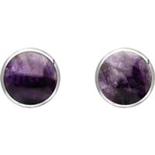 Sterling Silver Blue John 8mm Classic Large Round Stud Earrings