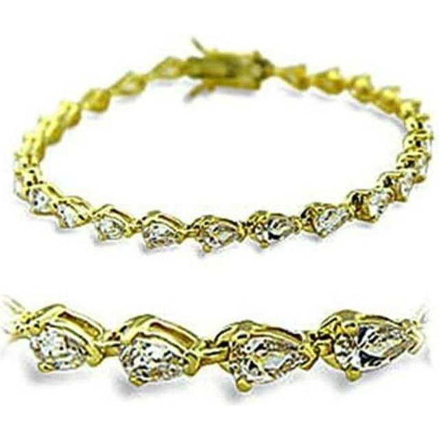 Alamode 415804-7 Women Gold Brass Bracelet with AAA Grade CZ in Clear - 7 in.