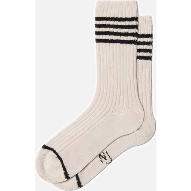 Nudie Jeans Women Tennis Socks Stripe Offwhite/Black Women&#39;s Organic Socks One Size Sustainable Clothing - White (One Size)