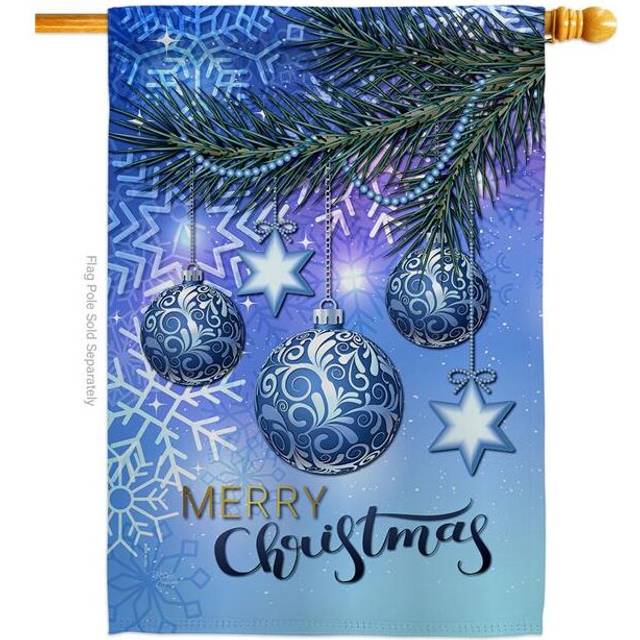 Breeze Decor  Christmas Ornament House Flag Winter 28 x 40 in. Double-Sided Decorative Vertical Flags for Decoration Banner Garden Yard Gift