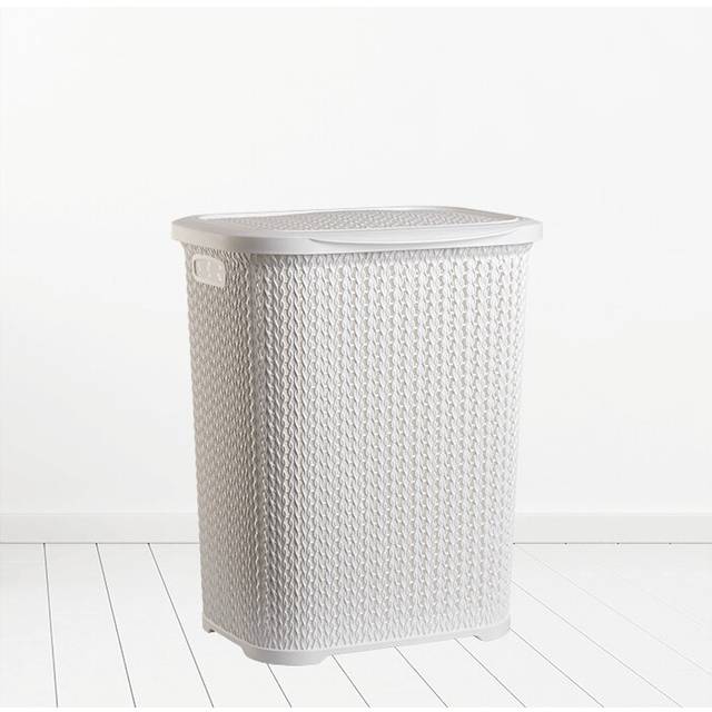 (White) Plastic Laundry Basket Clothes Washing Bin Storage Hamper Small Large Organiser