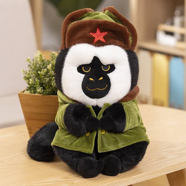 (Military Coat) Plush Childrens Toys Monkey Cute Dolls Pp Cotton Suitable For Giving Away Soft