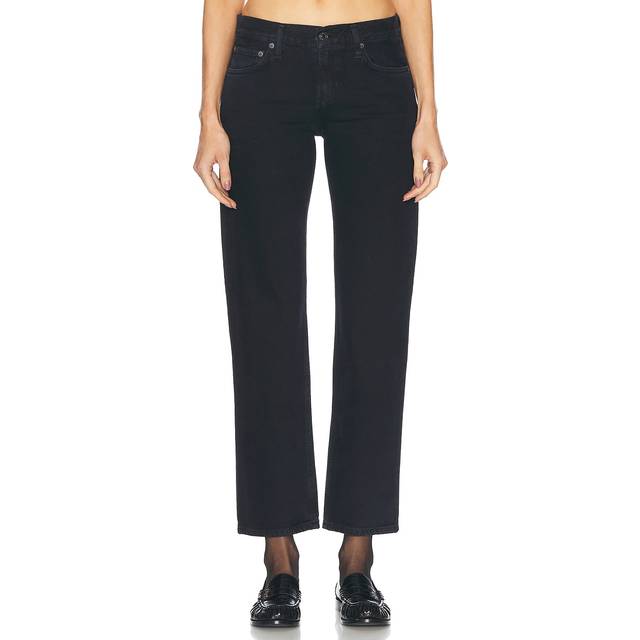 AGOLDE Amber Low Rise Straight Jeans in Crushed - Black. Size 30 (also in 29). (30)