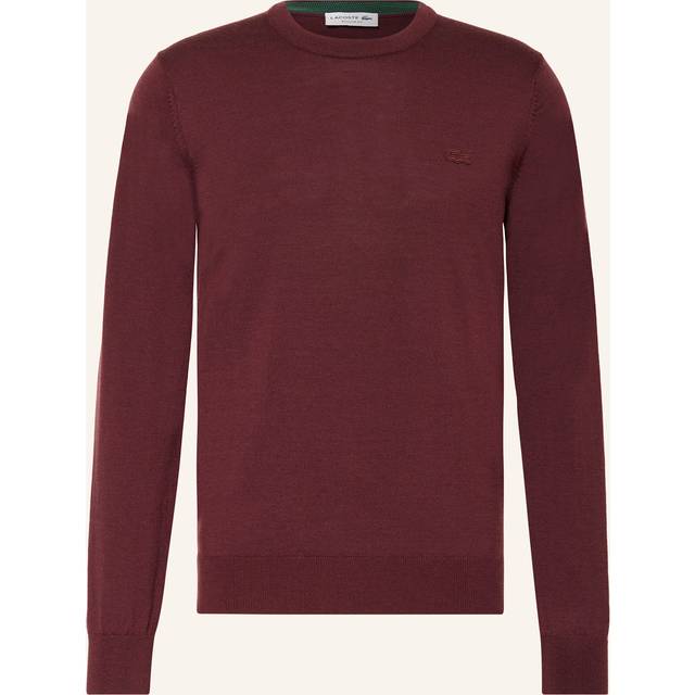 Lacoste, Round-neck Knitwear, male, Red, S, Merino Wool Crewneck Jumper Bordeaux