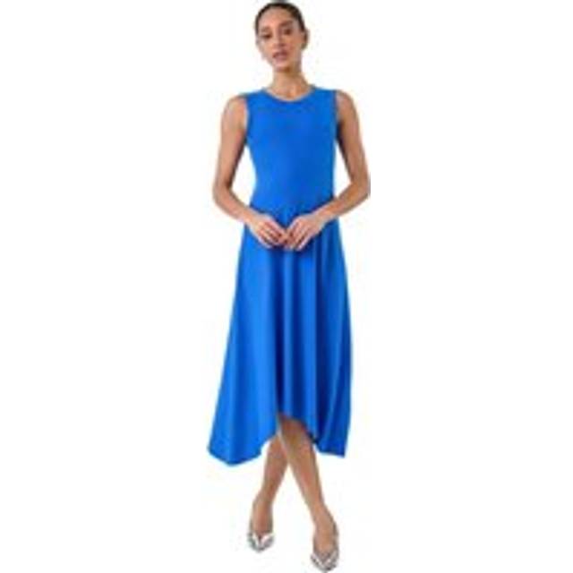 Dusk Womens Asymmetric Sleeveless Stretch Midi Dress - Blue - Size 12 UK