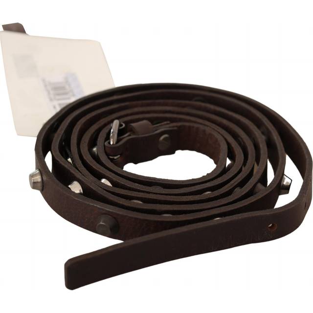 Costume National Brown Leather Silver Tone Buckle Belt - 85 cm / 34 Inches