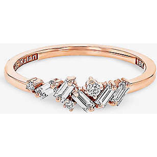 Suzanne Kalan Womens 18k Rose Gold Fireworks 18ct Rose-gold, 0.05ct Brilliant-cut Diamond and 0.26ct Baguette Ring N - 18K ROSE GOLD