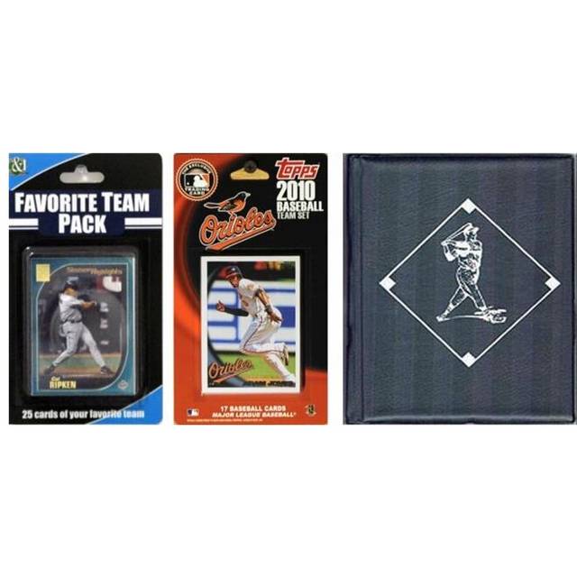 C & I Collectables  MLB Baltimore Orioles Licensed 2010 Topps Team Set and Favorite Player Trading Cards Plus Storage Album