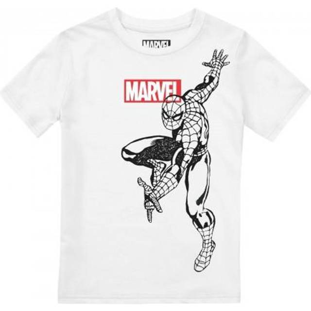 (12-13 Years, White) Spider-Man Boys Outline T-Shirt