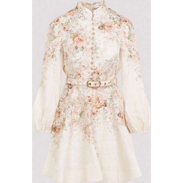 Zimmermann Womens Cream Rococo Floral Zim M Buttoned Mini S