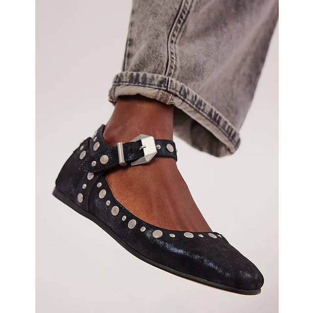 Mystic Mary Jane Flats by Free People in Bright Navy Metallic, Size: EU 39