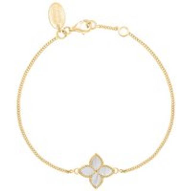 9ct Yellow Gold White Mother of Pearl Eden Marquise Flower Bracelet