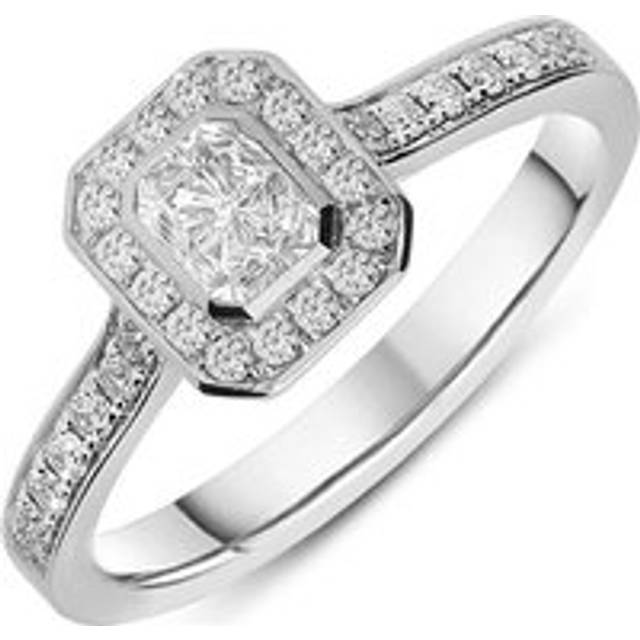 Platinum 0.63ct Diamond Emerald Cut Framed Cluster Ring - Option1 Value Platinum
