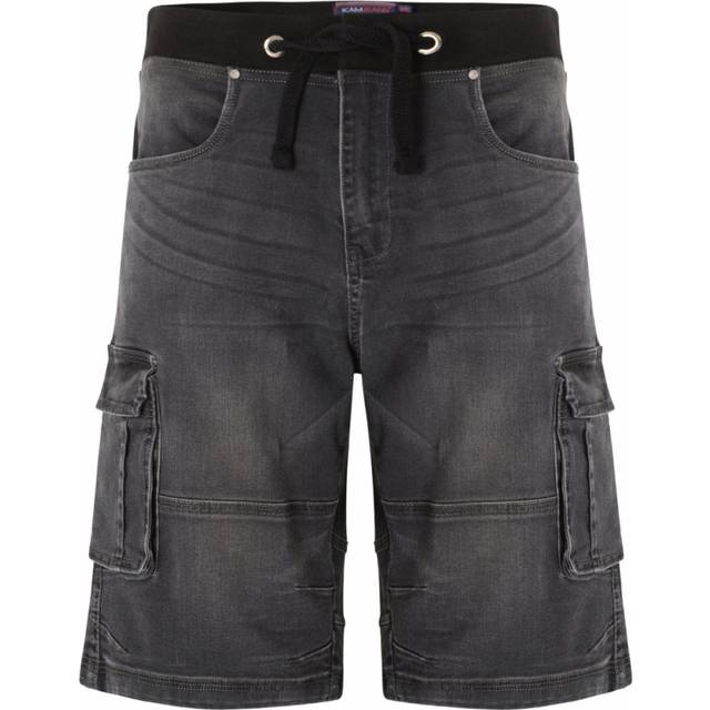 Kam Jeans Plus Size Dito Elasticated Denim Shorts Charcoal