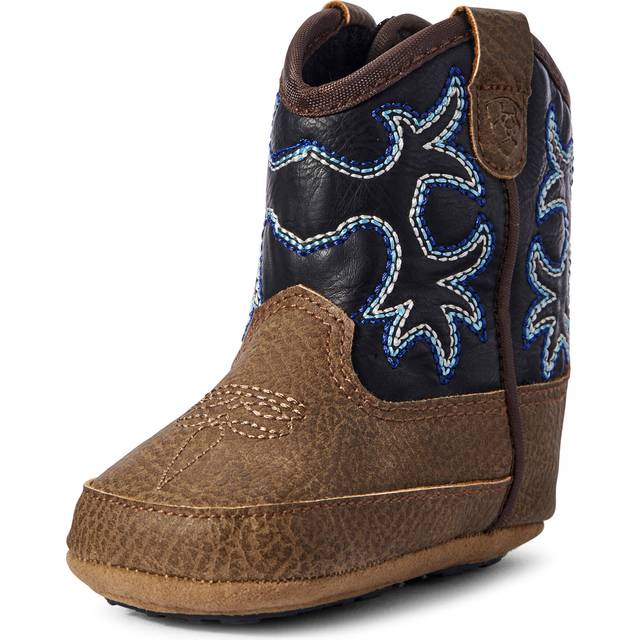 ARIAT Lil' Stompers Boy's Warren Infant Boots  Navy Shaft with Fancy S