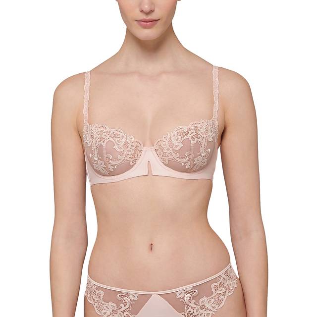 Simone Perele Womens Pink Nude Saga Half-cup Underwired Lace Bra 32f - PINK NUDE