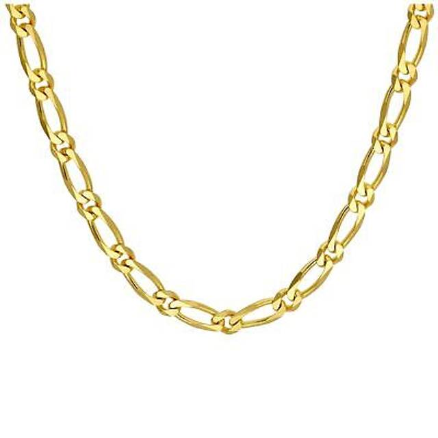 Gold Plated Sterling Silver Flat Figaro Necklace 18 Inches