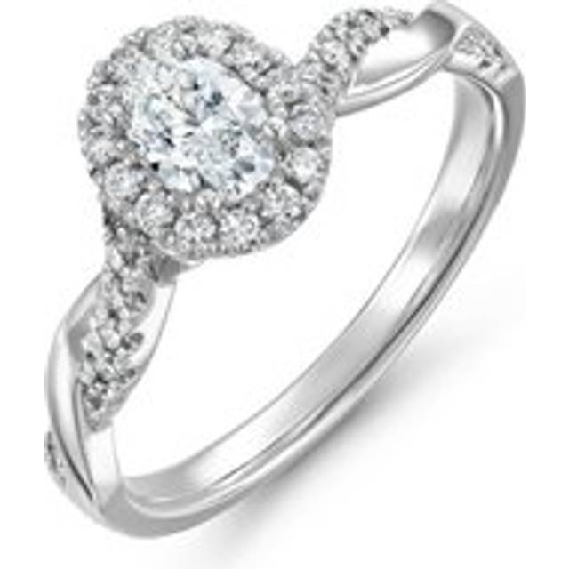 Platinum Diamond Oval Shaped Halo Engagement Ring