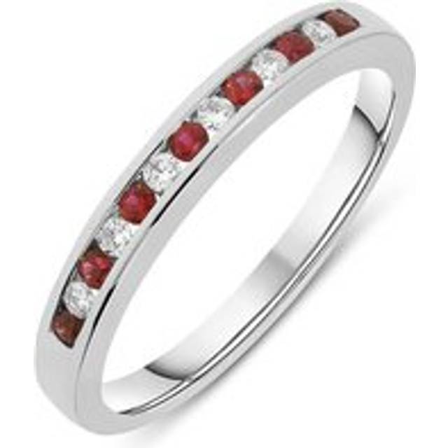 18ct White Gold Ruby and Diamond Half Eternity Ring - TITLE White Gold