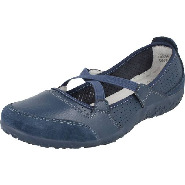 (UK 7, Navy (Blue)) Ladies Down To Earth Elastic Cross Strap Pumps