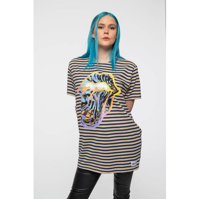 The rolling stones unisex t-shirt: cyberdelic (striped) (small)