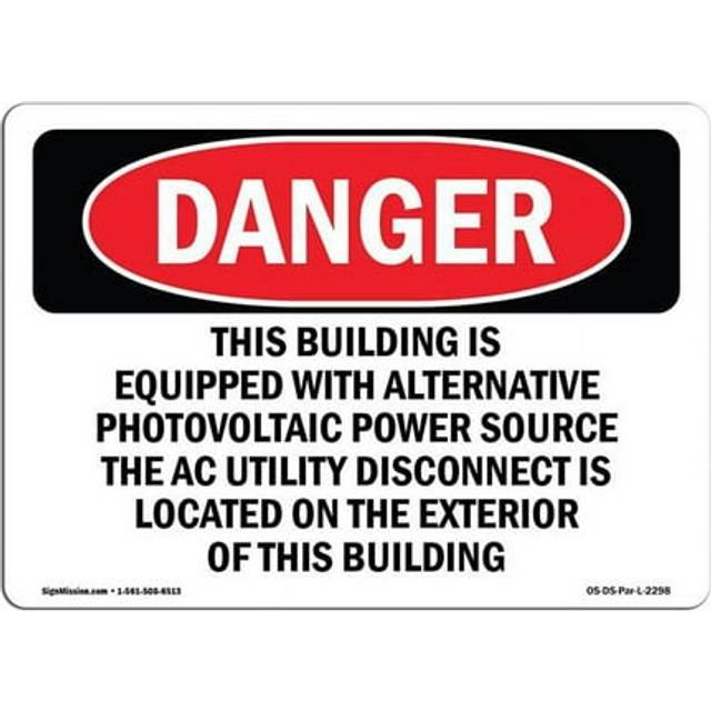 SignMission OS-DS-A-1014-L-2298 10 x 14 in. OSHA Danger Sign - This Building is Equipped with Alternative