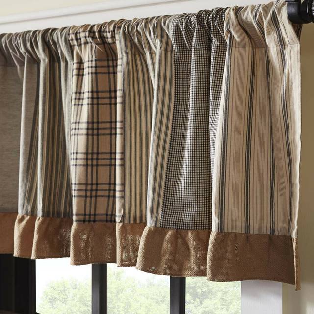 VHC Brands  Sawyer Mill Ticking Stripe Valance  Black  16x90