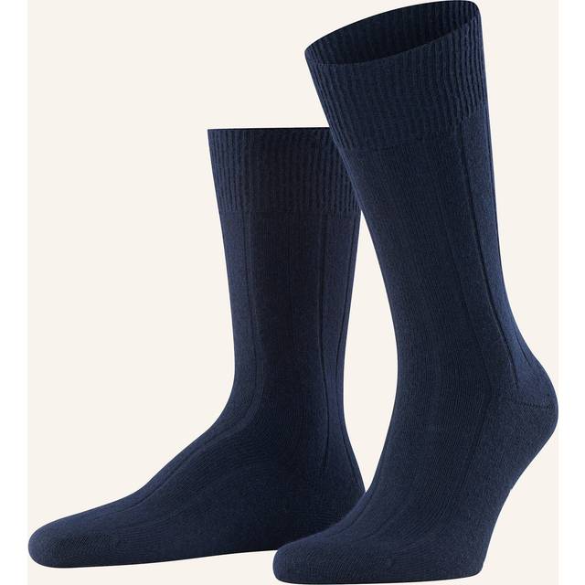 Falke Wool-Cashmere Blend Lhasa Ribbed Socks - Navy - 39-42