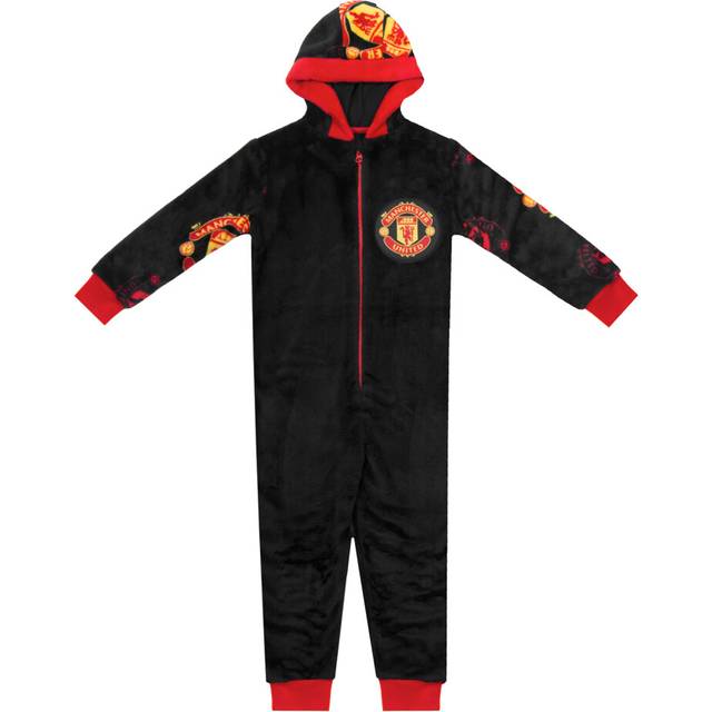 (Black, 10-11 Years) Manchester United Boys Pyjama All-In-One Sleepwear Kids OFFICIAL Gift