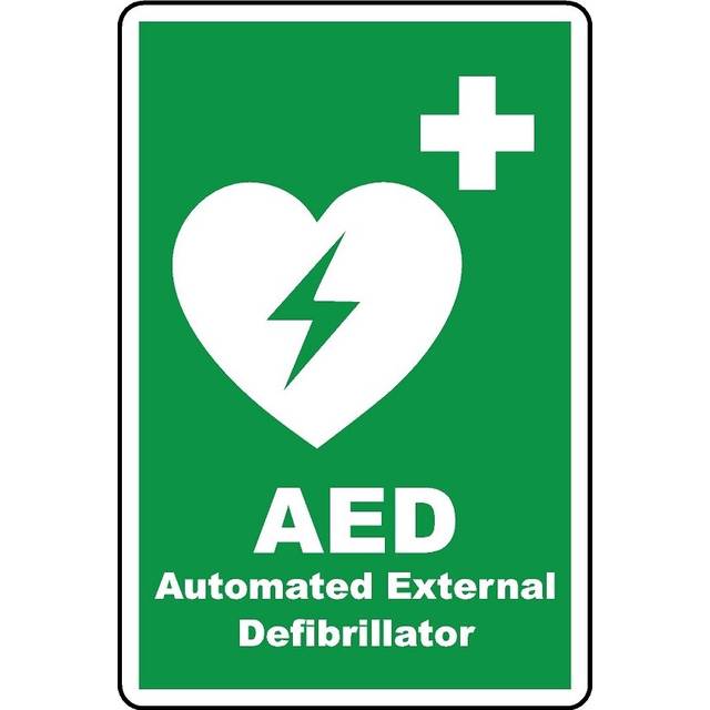 AED automated external defibrillator safety sign - 1mm Plastic sign - 400mm x 300mm