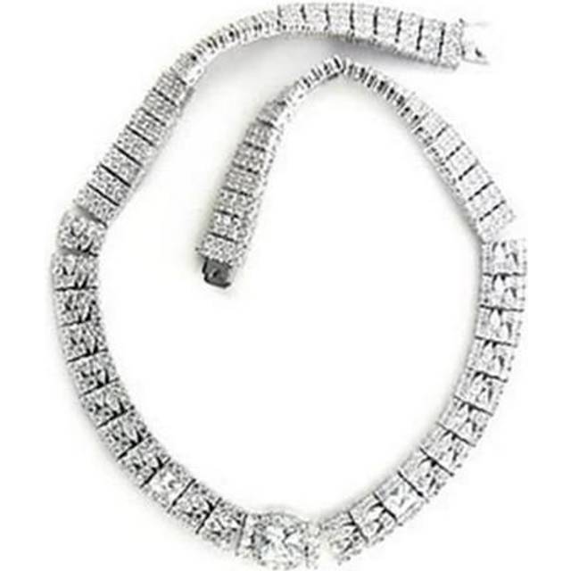 16 in. Rhodium Brass Necklace with AAA Grade CZ, Clear