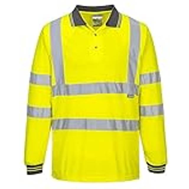 Portwest Hi-Vis Long Sleeved Polo Shirt S277 Yellow XS Colour: Yellow,
